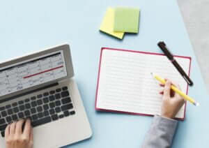 Computer Laptop Research Working Desk Concept